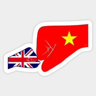 UK & Vietnam Baby Fist Bump Patriot Flag Series Sticker